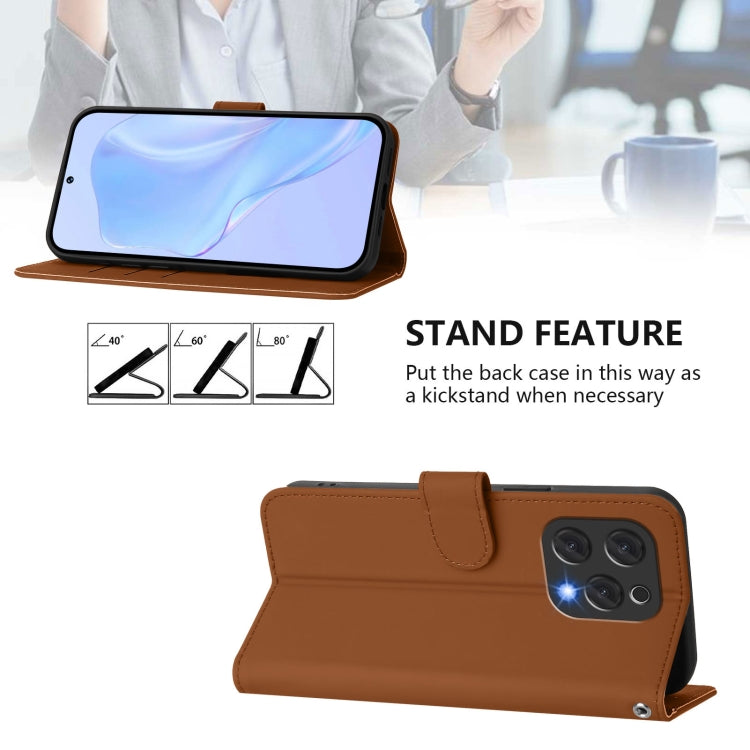 For Doogee N55 Plus Skin Feel Solid Color Leather Phone Case with Lanyard(Brown) - Doogee Cases by PMC TechLife | Online Shopping South Africa | PMC TechLife | Buy Now Pay Later Mobicred