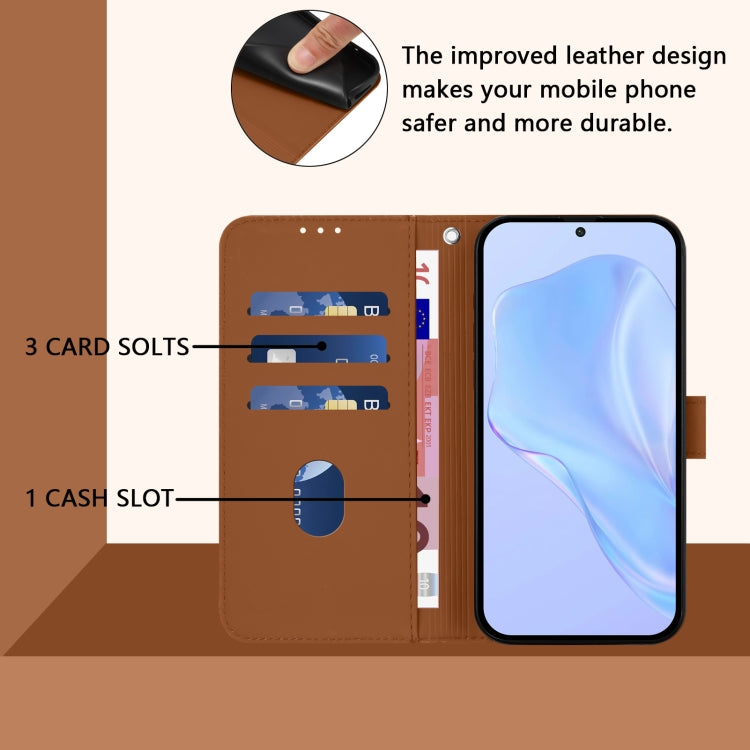 For Doogee N55 Plus Skin Feel Solid Color Leather Phone Case with Lanyard(Brown) - Doogee Cases by PMC TechLife | Online Shopping South Africa | PMC TechLife | Buy Now Pay Later Mobicred