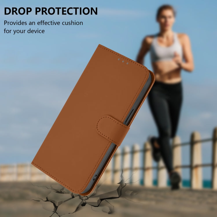 For Doogee N55 Plus Skin Feel Solid Color Leather Phone Case with Lanyard(Brown) - Doogee Cases by PMC TechLife | Online Shopping South Africa | PMC TechLife | Buy Now Pay Later Mobicred