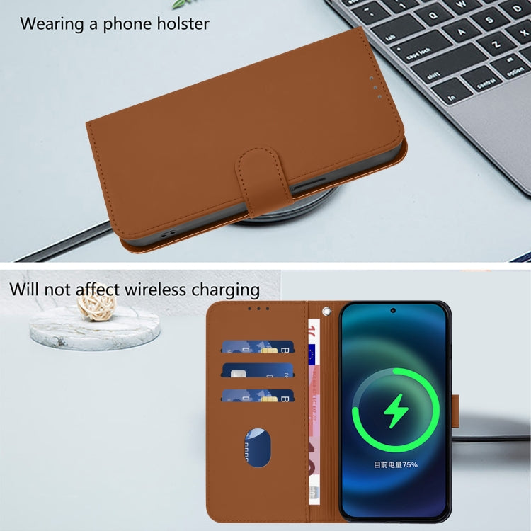For Doogee N55 Plus Skin Feel Solid Color Leather Phone Case with Lanyard(Brown) - Doogee Cases by PMC TechLife | Online Shopping South Africa | PMC TechLife | Buy Now Pay Later Mobicred