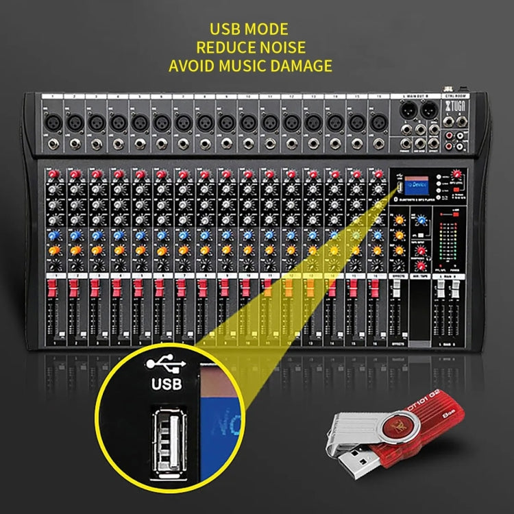 XTUGA CT160X 16-Channels Audio Mixer DJ Mixing Console with 48V Power Supply(EU Plug) - Live Sound Effects Processors by XTUGA | Online Shopping South Africa | PMC TechLife | Buy Now Pay Later Mobicred