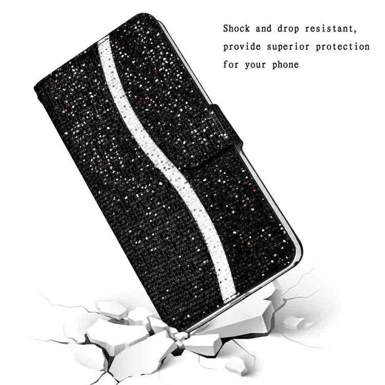 For Samsung Galaxy S25 5G Glitter Powder Filp Leather Phone Case(Black) - Galaxy S25 5G Cases by PMC Jewellery | Online Shopping South Africa | PMC Jewellery | Buy Now Pay Later Mobicred