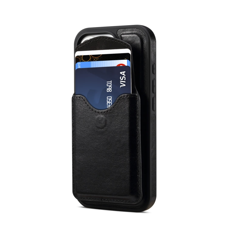 For iPhone 16 Pro Max Denior D22 Genuine Leather MagSafe Holder Detachable Card Slot Phone Case(Black) - iPhone 16 Pro Max Cases by Denior | Online Shopping South Africa | PMC Jewellery | Buy Now Pay Later Mobicred