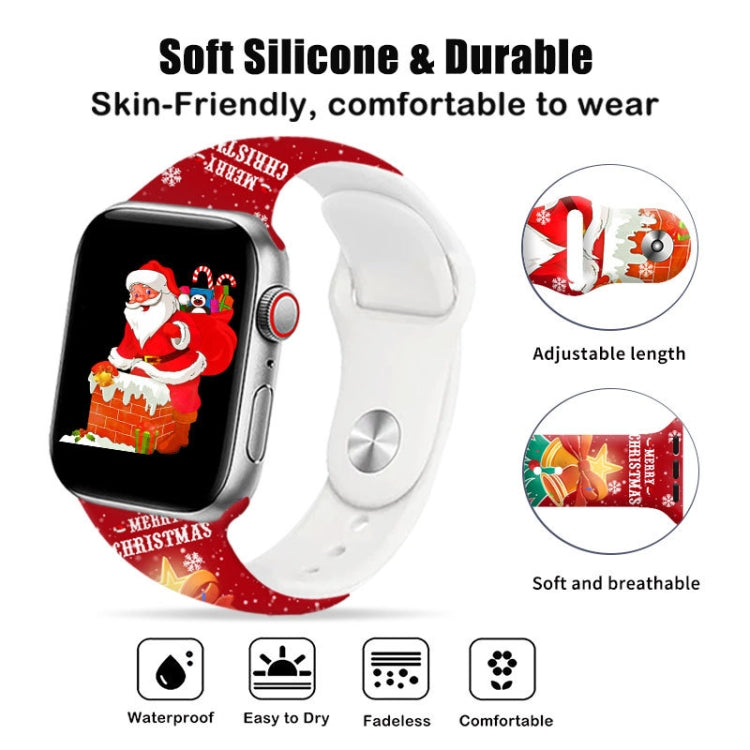 For Apple Watch 46mm / 49mm / 45mm / 44mm Christmas Pattern Reverse Buckle Silicone Watch Band(Snowman) - free shipping - PMc TechLife - Order now!