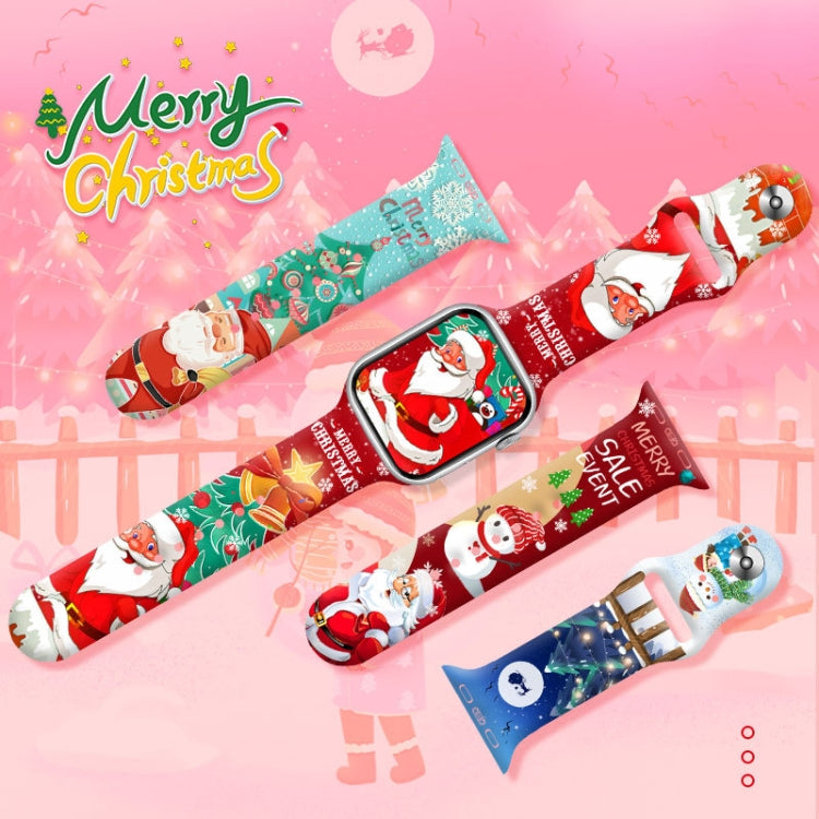 For Apple Watch 42mm / 41mm / 40mm / 38mm Christmas Pattern Reverse Buckle Silicone Watch Band(Fox) - free shipping - PMc TechLife - Order now!