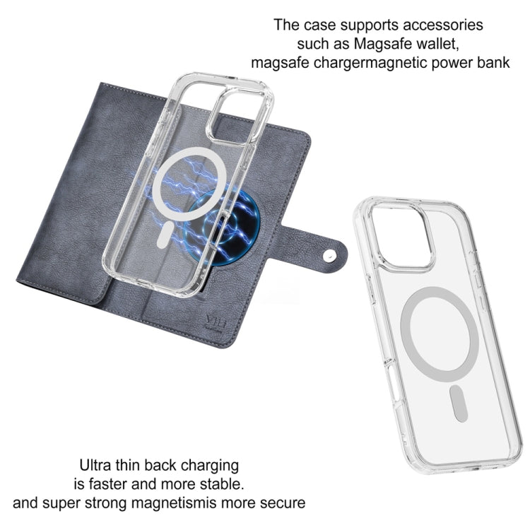 For iPhone 16 Pro ViLi GVS-C Series MagSafe Magnetic RFID Leather Flip Phone Case(Grey) - free shipping - PMC Jewellery - Order now!