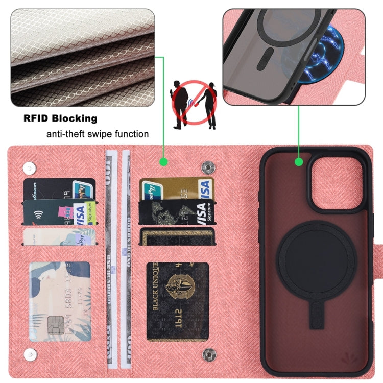 For iPhone 16 Plus ViLi GBS Series MagSafe Magnetic RFID Leather Flip Phone Case(Pink) - iPhone 16 Plus Cases by ViLi | Online Shopping South Africa | PMC Jewellery | Buy Now Pay Later Mobicred