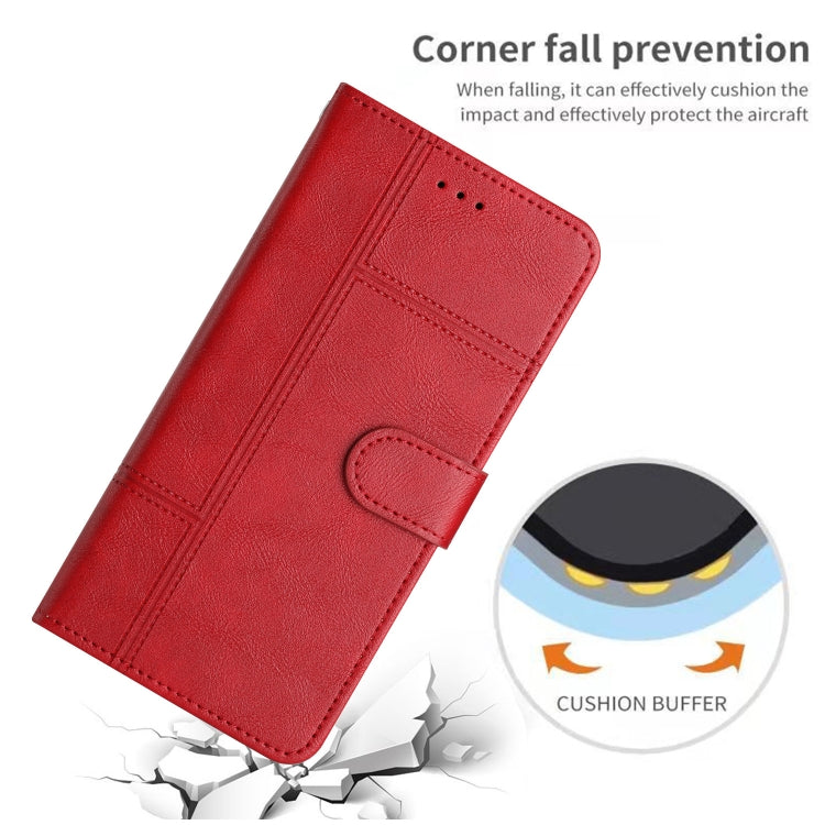 For Samsung Galaxy S25 5G Cowhide Texture Stitching Leather Phone Case(Red) - Galaxy S25 5G Cases by PMC Jewellery | Online Shopping South Africa | PMC Jewellery | Buy Now Pay Later Mobicred