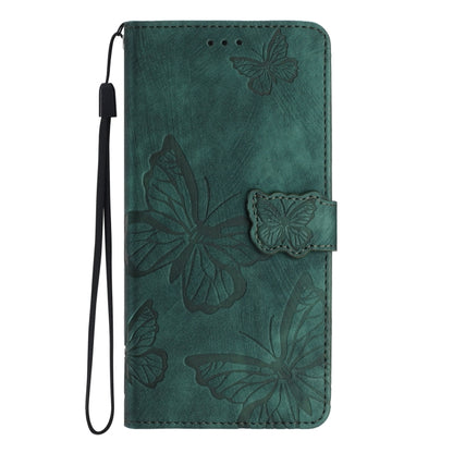 For Samsung Galaxy S25 Ultra 5G Skin-feel Embossed Butterfly Leather Phone Case(Green) - Galaxy S25 Ultra 5G Tempered Glass by PMC Jewellery | Online Shopping South Africa | PMC Jewellery | Buy Now Pay Later Mobicred