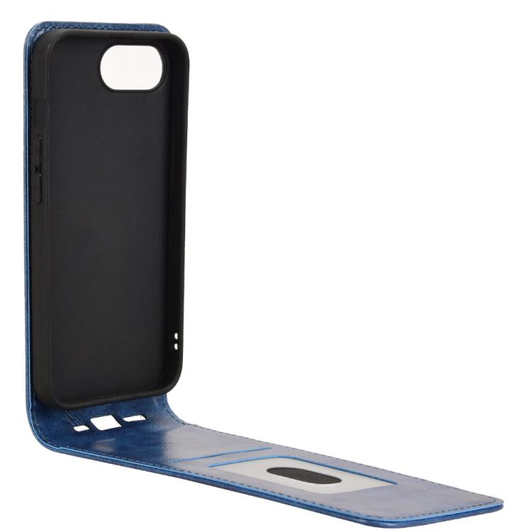 For iPhone 16e Magnetic Vertical Flip Leather Phone Case(Blue) - iPhone 16e Cases by PMC TechLife | Online Shopping South Africa | PMC TechLife | Buy Now Pay Later Mobicred