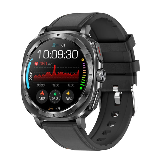 ET492 1.43 inch AMOLED Screen Leather Strap Smart Watch Supports ECG/Blood Sugar Monitoring(Black) - Smart Watches by PMC Jewellery | Online Shopping South Africa | PMC Jewellery | Buy Now Pay Later Mobicred