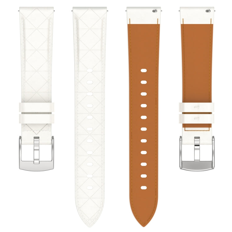 18mm Square Leather Silver Buckle Watch Band(White) - 18mm Bands by PMc TechLife | Online Shopping South Africa | PMc TechLife | Buy Now Pay Later Mobicred
