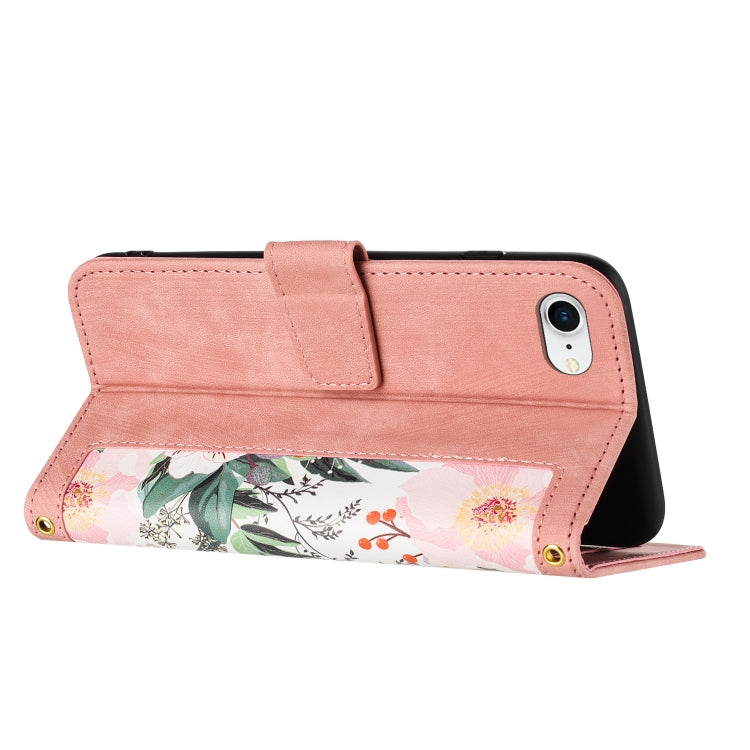 For iPhone 16e Floral Pattern Leather Phone Case with Lanyard(Pink) - iPhone 16e Cases by PMC TechLife | Online Shopping South Africa | PMC TechLife | Buy Now Pay Later Mobicred