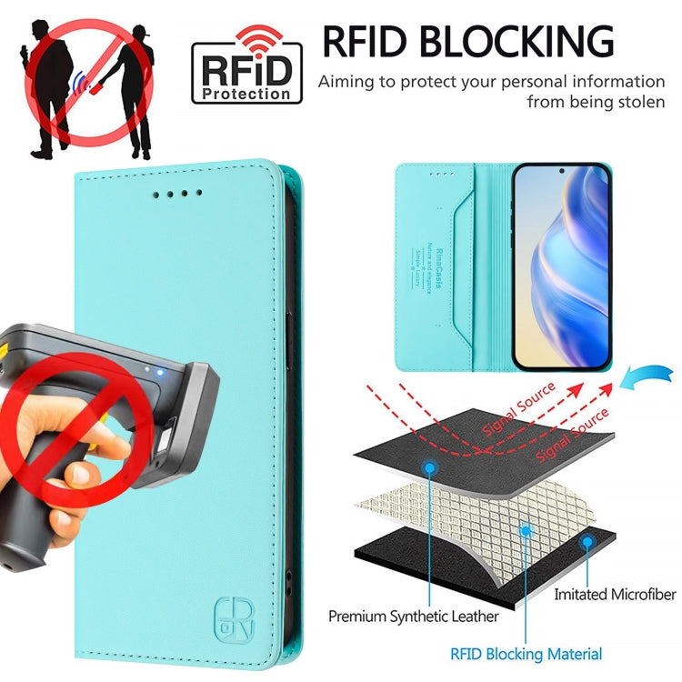 For Samsung Galaxy S24 / S25 5G RC01 Dual-Folded Magnetic Suction RFID Leather Phone Case(Mint Green) - Galaxy S25 5G Cases by PMC Jewellery | Online Shopping South Africa | PMC Jewellery | Buy Now Pay Later Mobicred