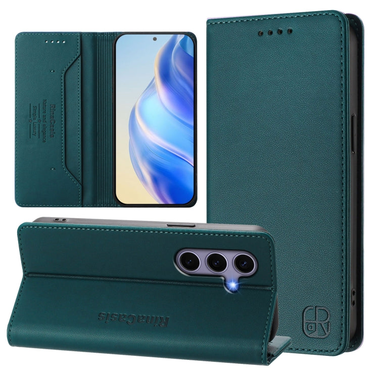 For Samsung Galaxy S24+ / S25+ 5G RC01 Dual-Folded Magnetic Suction RFID Leather Phone Case(Dark Green) - Galaxy S25+ 5G Cases by PMC Jewellery | Online Shopping South Africa | PMC Jewellery | Buy Now Pay Later Mobicred