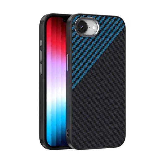 For iPhone 16e ABEEL C Carbon Fiber Series 6D Micro Relief MagSafe Phone Case(Black Blue) - iPhone 16e Cases by PMC Jewellery | Online Shopping South Africa | PMC Jewellery | Buy Now Pay Later Mobicred