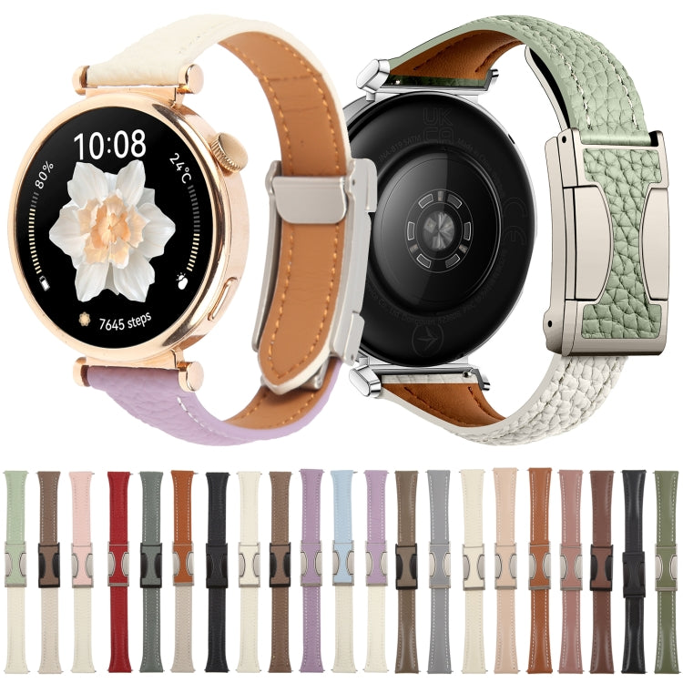 22mm Universal Slim Magnetic Buckle Genuine Leather Watch Band(Black) - free shipping - PMc TechLife - Order now!
