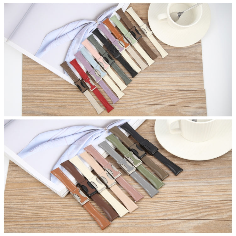 18mm Universal Slim Magnetic Buckle Genuine Leather Watch Band(Plain Weave Brown) - free shipping - PMc TechLife - Order now!