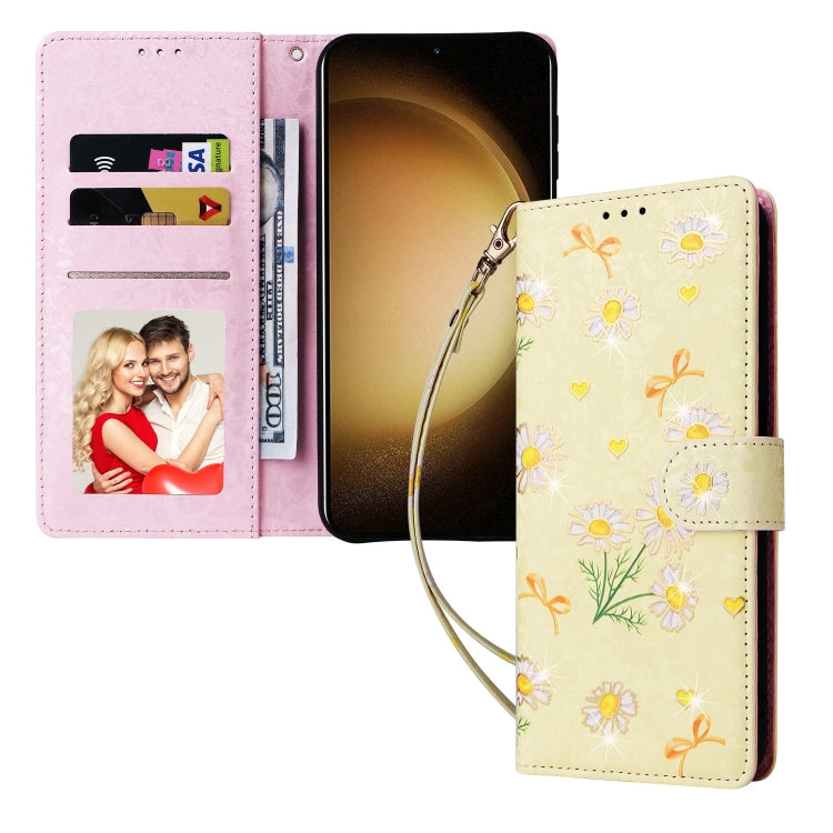 For Samsung Galaxy S25+ 5G Bronzing Painting RFID Leather Phone Case(Yellow Daisy) - Galaxy S25+ 5G Cases by PMC Jewellery | Online Shopping South Africa | PMC Jewellery | Buy Now Pay Later Mobicred