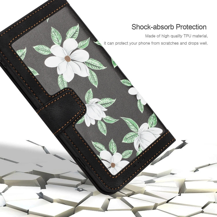 For Samsung Galaxy S25 Ultra 5G Floral Pattern Leather Phone Case with Lanyard(Black) - Galaxy S25 Ultra 5G Cases by PMC Jewellery | Online Shopping South Africa | PMC Jewellery | Buy Now Pay Later Mobicred