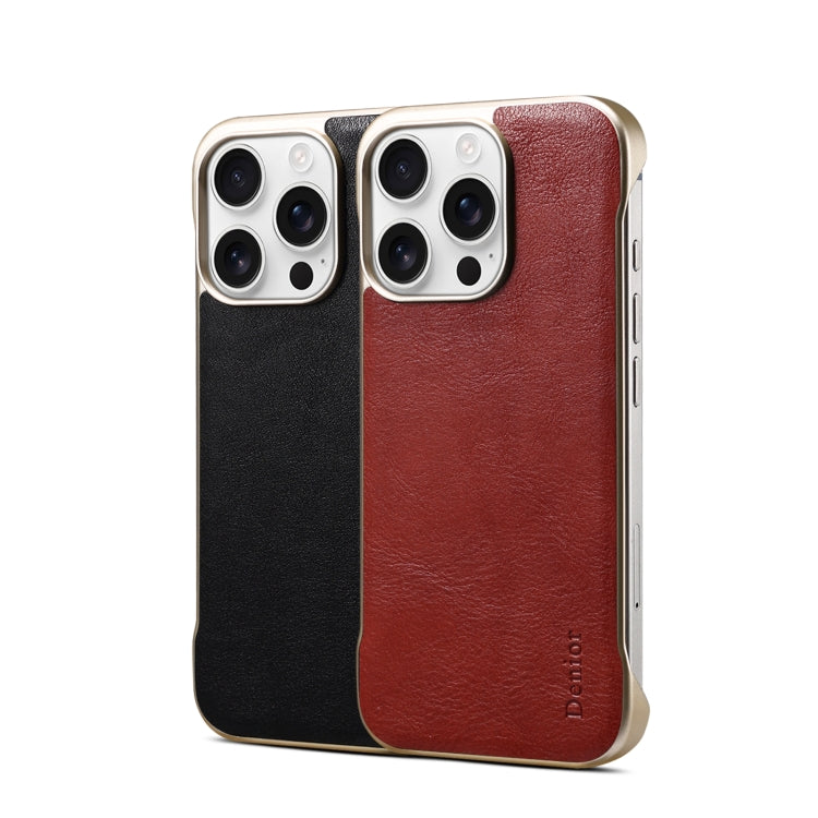 For iPhone 16 Denior MagSafe Genuine Leather Calf Texture  Phone Case(Red) - iPhone 16 Cases by Denior | Online Shopping South Africa | PMC Jewellery | Buy Now Pay Later Mobicred