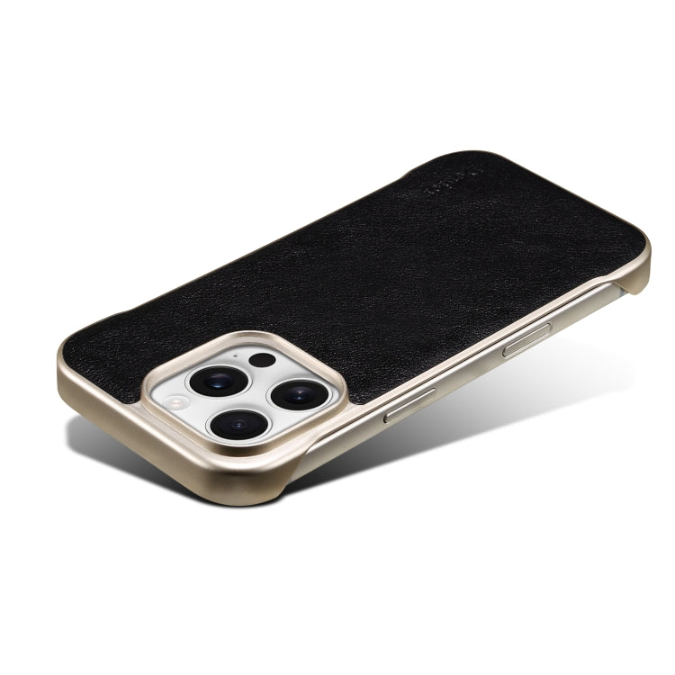 For iPhone 16 Pro Denior MagSafe Genuine Leather Calf Texture  Phone Case(Black) - iPhone 16 Pro Cases by Denior | Online Shopping South Africa | PMC Jewellery | Buy Now Pay Later Mobicred