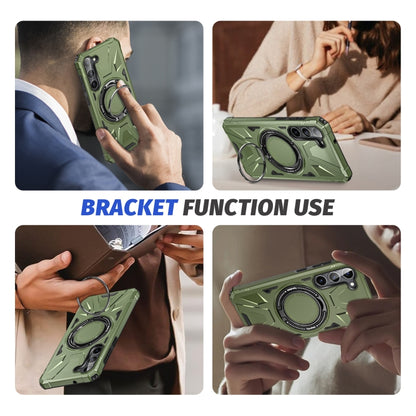 For Samsung Galaxy S25+ 5G MagSafe Magnetic Shockproof Phone Case with Ring Holder(Dark Green) - Galaxy S25+ 5G Cases by PMC Jewellery | Online Shopping South Africa | PMC Jewellery | Buy Now Pay Later Mobicred