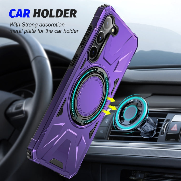 For Samsung Galaxy S25+ 5G MagSafe Magnetic Shockproof Phone Case with Ring Holder(Purple) - Galaxy S25+ 5G Cases by PMC Jewellery | Online Shopping South Africa | PMC Jewellery | Buy Now Pay Later Mobicred