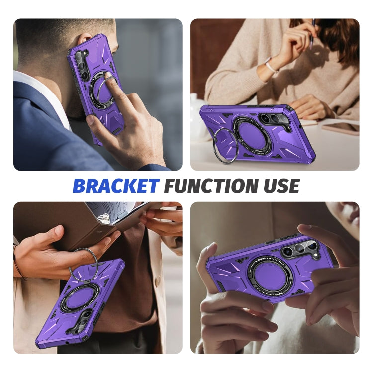 For Samsung Galaxy S25+ 5G MagSafe Magnetic Shockproof Phone Case with Ring Holder(Purple) - Galaxy S25+ 5G Cases by PMC Jewellery | Online Shopping South Africa | PMC Jewellery | Buy Now Pay Later Mobicred