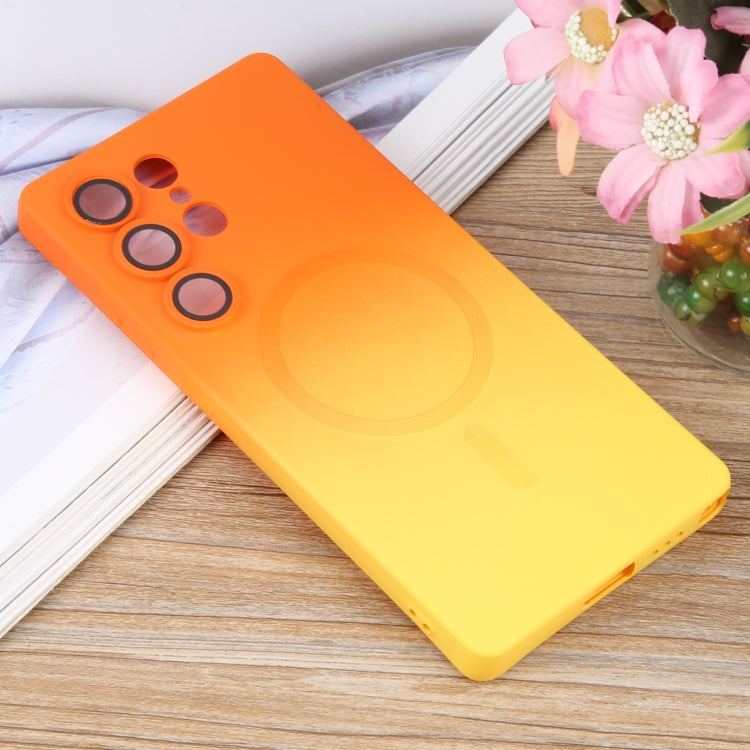 For Samsung Galaxy S25 Ultra 5G Liquid TPU Silicone Gradient MagSafe Phone Case(Orange Yellow) - Galaxy S25 Ultra 5G Cases by PMC Jewellery | Online Shopping South Africa | PMC Jewellery | Buy Now Pay Later Mobicred