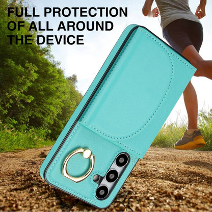 For Samsung Galaxy S25 5G Ring Holder Card Bag Skin Feel Phone Case(Green) - Galaxy S25 5G Cases by PMC Jewellery | Online Shopping South Africa | PMC Jewellery | Buy Now Pay Later Mobicred