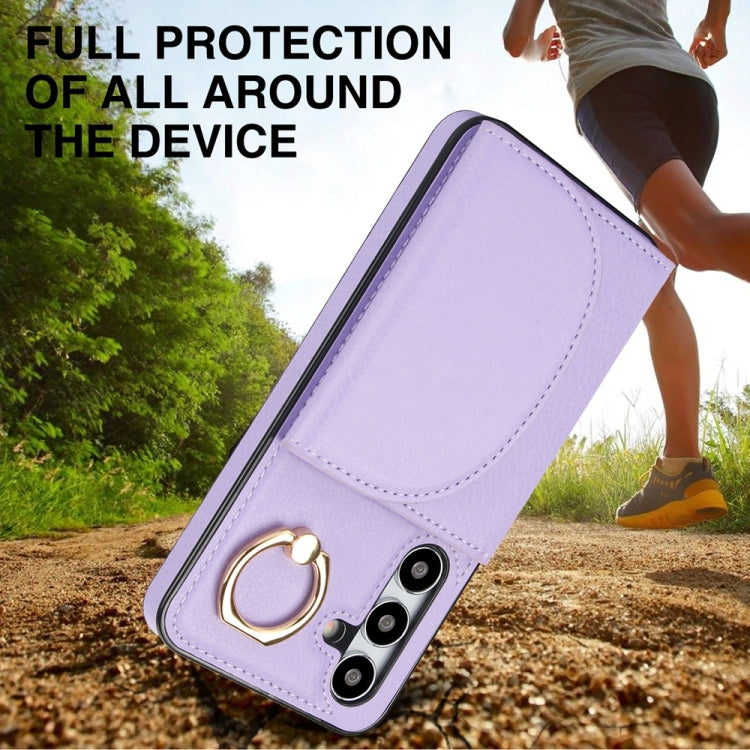 For Samsung Galaxy S25+ 5G Ring Holder Card Bag Skin Feel Phone Case(Purple) - Galaxy S25+ 5G Cases by PMC Jewellery | Online Shopping South Africa | PMC Jewellery | Buy Now Pay Later Mobicred