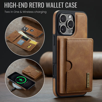 For iPhone 16 Pro Max DG.MING M6 Series RFID Tri-fold Card Bag Removable Leather Phone Case(Brown) - iPhone 16 Pro Max Cases by DG.MING | Online Shopping South Africa | PMC Jewellery | Buy Now Pay Later Mobicred