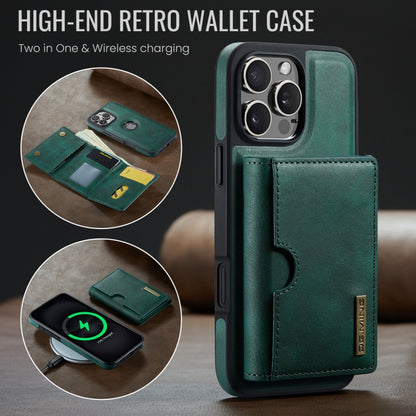 For iPhone 16 Pro Max DG.MING M6 Series RFID Tri-fold Card Bag Removable Leather Phone Case(Green) - iPhone 16 Pro Max Cases by DG.MING | Online Shopping South Africa | PMC Jewellery | Buy Now Pay Later Mobicred