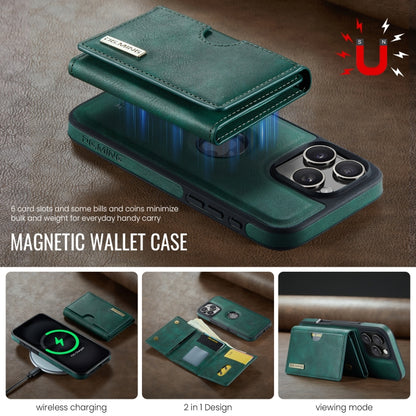 For iPhone 16 Pro DG.MING M6 Series RFID Tri-fold Card Bag Removable Leather Phone Case(Green) - iPhone 16 Pro Cases by DG.MING | Online Shopping South Africa | PMC Jewellery | Buy Now Pay Later Mobicred