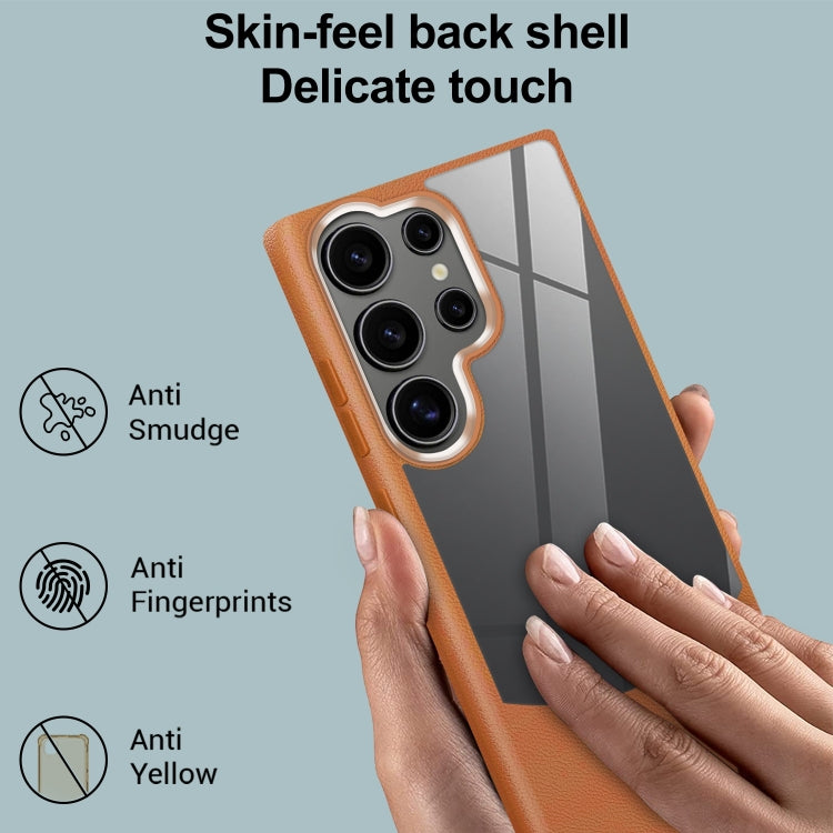 For Samsung Galaxy S25 Ultra 5G Litchi Texture TPU Hybrid Acrylic Phone Case(Grey) - Galaxy S25 Ultra 5G Cases by PMC Jewellery | Online Shopping South Africa | PMC Jewellery | Buy Now Pay Later Mobicred