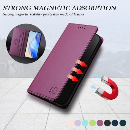 For Honor Magic6 Pro Global RC01 Dual-Folded Magnetic Suction RFID Leather Phone Case(Violet) - Honor Cases by PMC Jewellery | Online Shopping South Africa | PMC Jewellery | Buy Now Pay Later Mobicred