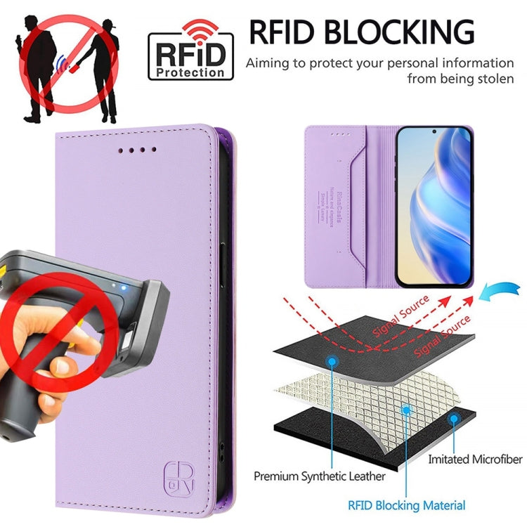 For Huawei Pura 70 RC01 Dual-Folded Magnetic Suction RFID Leather Phone Case(Light Purple) - Huawei Cases by PMC Jewellery | Online Shopping South Africa | PMC Jewellery | Buy Now Pay Later Mobicred