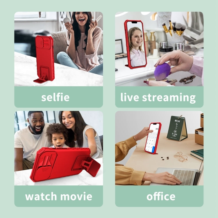 For Samsung Galaxy S25 5G Stereoscopic Holder Sliding Camshield Phone Case(Red) - Galaxy S25 5G Cases by PMC Jewellery | Online Shopping South Africa | PMC Jewellery | Buy Now Pay Later Mobicred