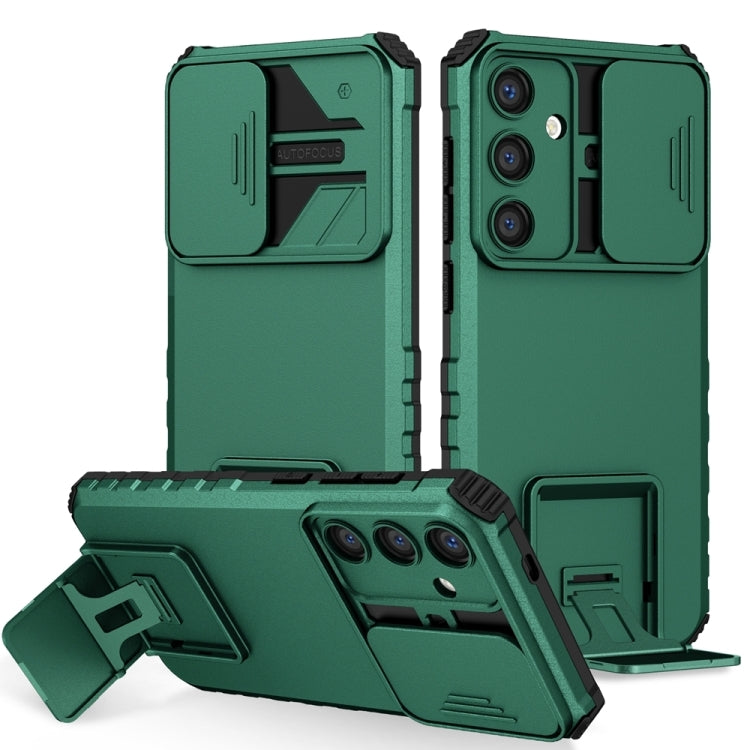 For Samsung Galaxy S25+ 5G Stereoscopic Holder Sliding Camshield Phone Case(Green) - Galaxy S25+ 5G Cases by PMC Jewellery | Online Shopping South Africa | PMC Jewellery | Buy Now Pay Later Mobicred