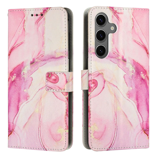 For Samsung Galaxy S25 5G Painted Marble Pattern Leather Phone Case(Rose Gold) - Galaxy S25 5G Cases by PMC Jewellery | Online Shopping South Africa | PMC Jewellery | Buy Now Pay Later Mobicred