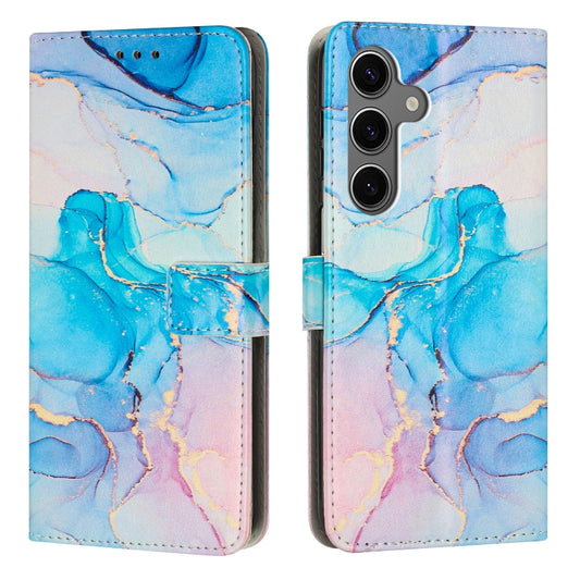 For Samsung Galaxy S25 5G Painted Marble Pattern Leather Phone Case(Pink Green) - Galaxy S25 5G Cases by PMC Jewellery | Online Shopping South Africa | PMC Jewellery | Buy Now Pay Later Mobicred