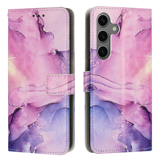 For Samsung Galaxy S25 5G Painted Marble Pattern Leather Phone Case(Purple) - Galaxy S25 5G Cases by PMC Jewellery | Online Shopping South Africa | PMC Jewellery | Buy Now Pay Later Mobicred