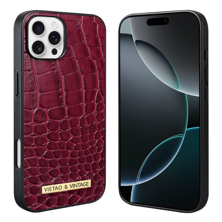 For iPhone 16 Pro VIETAO Alligator Texture PU Phone Case(Red) - iPhone 16 Pro Cases by VIETAO | Online Shopping South Africa | PMC Jewellery | Buy Now Pay Later Mobicred