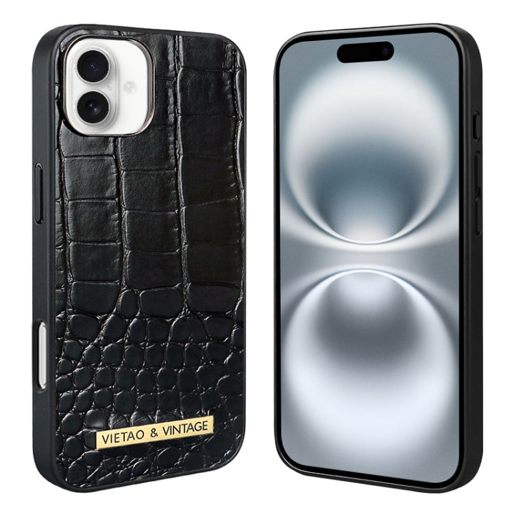 For iPhone 16 VIETAO Alligator Texture PU Phone Case(Black) - iPhone 16 Cases by VIETAO | Online Shopping South Africa | PMC Jewellery | Buy Now Pay Later Mobicred