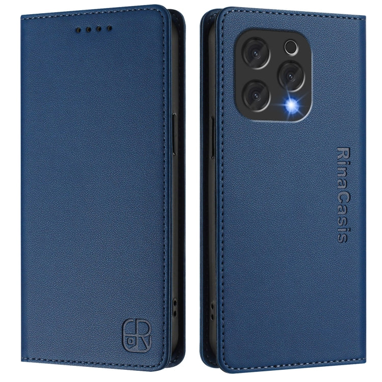 For DOOGEE N55 Plus RC01 Dual-Folded Magnetic Suction RFID Leather Phone Case(Dark Blue) - free shipping - PMC TechLife - Order now!