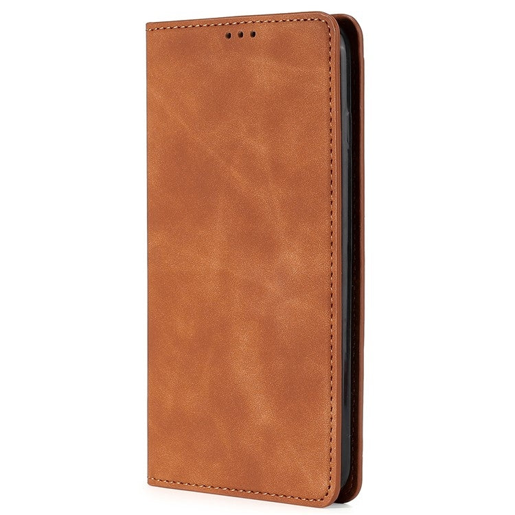 For Samsung Galaxy S25+ 5G Skin Feel Magnetic Leather Phone Case(Light Brown) - Galaxy S25+ 5G Cases by PMC Jewellery | Online Shopping South Africa | PMC Jewellery | Buy Now Pay Later Mobicred