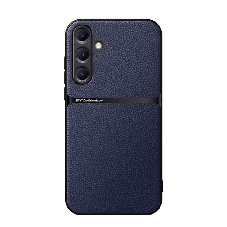For Samsung Galaxy S25+ 5G Litchi Leather Magnetic Full Coverage Shockproof Phone Case(Navy Blue) - free shipping - PMC Jewellery - Order now!