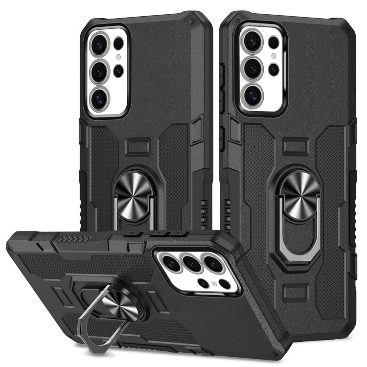 For Samsung Galaxy S25 Ultra 5G Ring Holder Armor Hybrid Phone Case(Black) - Galaxy S25 Ultra 5G Cases by PMC Jewellery | Online Shopping South Africa | PMC Jewellery | Buy Now Pay Later Mobicred