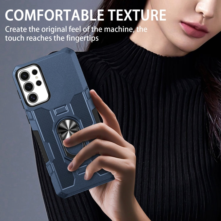 For Samsung Galaxy S25 Ultra 5G Ring Holder Armor Hybrid Phone Case(Blue) - Galaxy S25 Ultra 5G Cases by PMC Jewellery | Online Shopping South Africa | PMC Jewellery | Buy Now Pay Later Mobicred